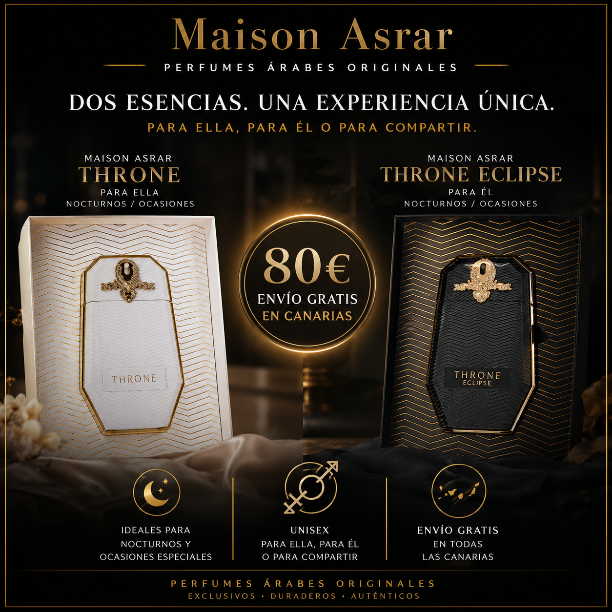 Pack Oferta  Maison Asrar Throne 100ml x Throne Eclipse 100ml | 80€ Envío Gratis Canarias