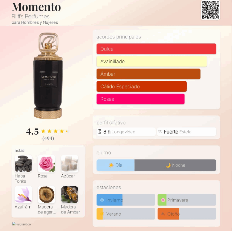 Riiffs Momento Extrait de Parfum Unisex 100 ml – Amaderado Especiado Dulce