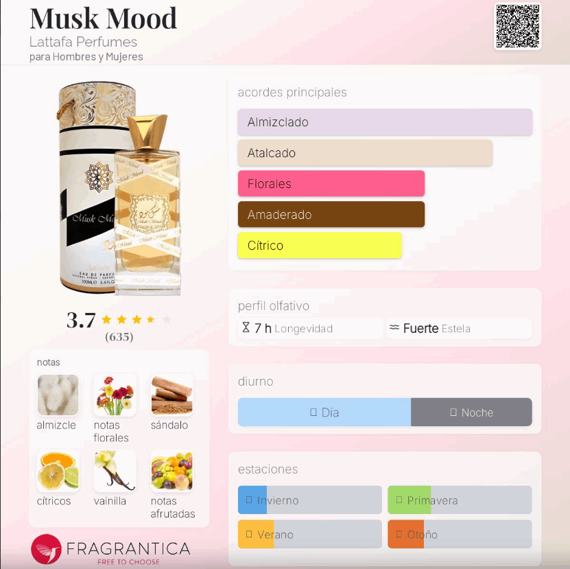 Lattafa - Musk Mood 100ml eau de parfum - Neyi Essence  Perfumes Arabes Canarias