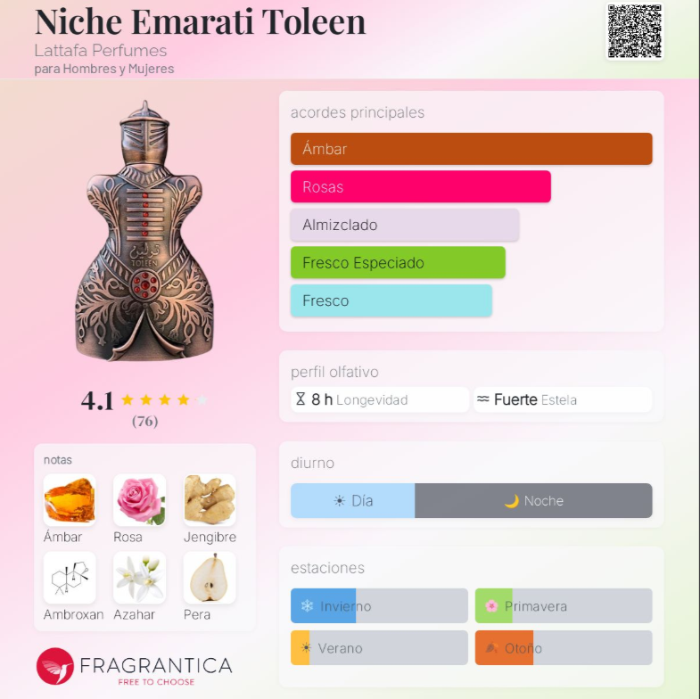 Lattafa - Niche Emarati Toleen 80ml Eau de Parfum