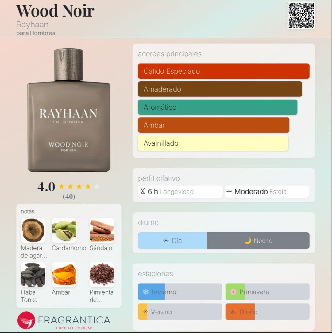 Rayhaan - Wood Noir 100ml Eau de Parfum